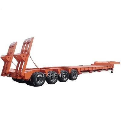 30TON/60TON/80TON/100TON Semi-reboque de cama baixa com design de pescoço de galinha e carga útil elevada