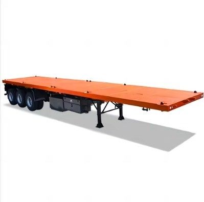 Cor personalizada 50 toneladas Carga útil 20/40ft Container Treinador Camião Semi-remolque de cama plana