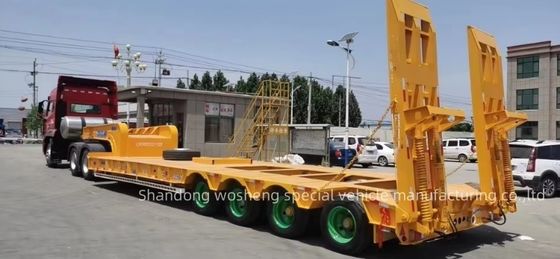 30TON/60TON/80TON/100TON Semi-reboque de cama baixa com design de pescoço de galinha e carga útil elevada