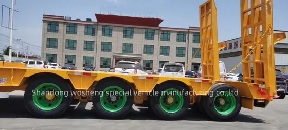 30TON/60TON/80TON/100TON Semi-reboque de cama baixa com design de pescoço de galinha e carga útil elevada