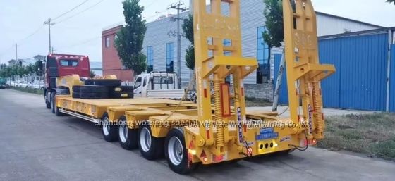 30TON/60TON/80TON/100TON Semi-reboque de cama baixa com design de pescoço de galinha e carga útil elevada