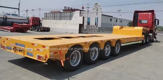 30TON/60TON/80TON/100TON Semi-reboque de cama baixa com design de pescoço de galinha e carga útil elevada