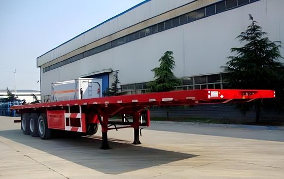 Cor personalizada 50 toneladas Carga útil 20/40ft Container Treinador Camião Semi-remolque de cama plana