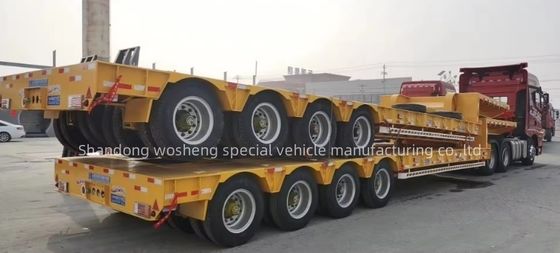 30TON/60TON/80TON/100TON Semi-reboque de cama baixa com design de pescoço de galinha e carga útil elevada