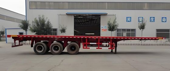 Cor personalizada 50 toneladas Carga útil 20/40ft Container Treinador Camião Semi-remolque de cama plana