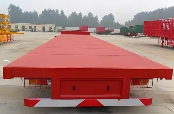 Cor personalizada 50 toneladas Carga útil 20/40ft Container Treinador Camião Semi-remolque de cama plana