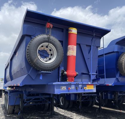 3 eixos 4 eixos hidráulico U-forma traseira de descarga de semi-reboque com sistema de travagem de dupla linha
