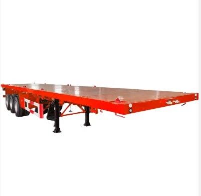 Bom 3 eixos 30-120tons contêiner de cama plana caminhão de reboque para transporte de contêineres