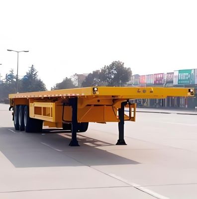 Bom 3 eixos 30-120tons contêiner de cama plana caminhão de reboque para transporte de contêineres