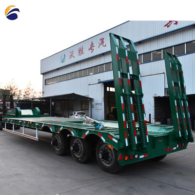 Capacidade de carga de 60 toneladas 10 camadas caminhão de moagem de folhas semi-reboque de cama baixa para escavadeira