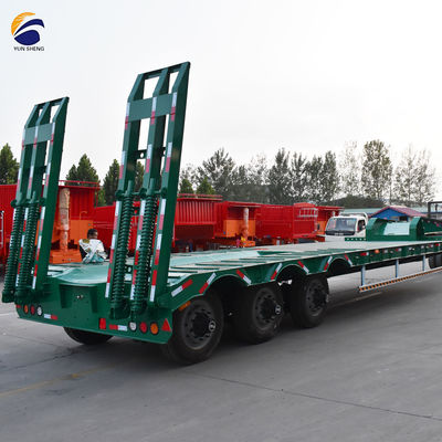 Capacidade de carga de 60 toneladas 10 camadas caminhão de moagem de folhas semi-reboque de cama baixa para escavadeira