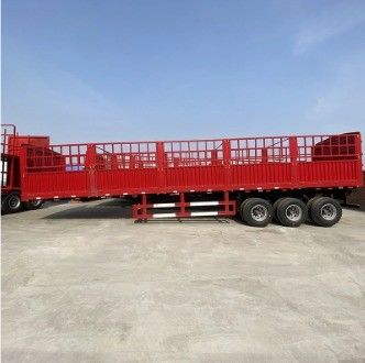 Transporte de aço com 3/4 eixo tipo plano cerca lateral semi-reboque de profissional