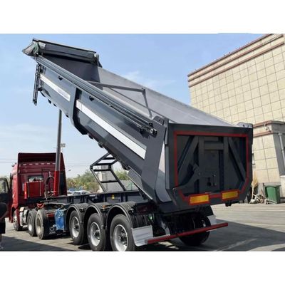 3 eixos 9800x2500x3500mm Trailers de descarga com inclinação hidráulica traseira para transporte de carga a granel