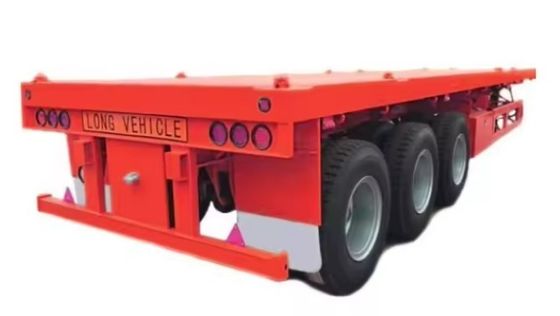 Semi-remolque 4 eixos 20FT 40FT cama plana Container de aço caminhão com tamanho personalizado