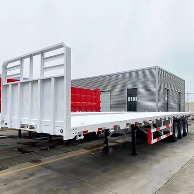 Transporte de cargas pesadas 20ft 40ft Container Semi-trailer de cama plana com 3 eixos e aço