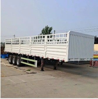 3 eixos tipo plano parede lateral cerca lateral semi-reboque para transporte de carga e gado