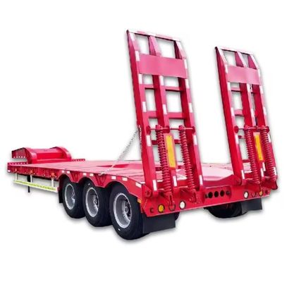 Suspensão Mecânica Suspensão 3 eixo Semi-reboque de cama baixa para transporte de contentores