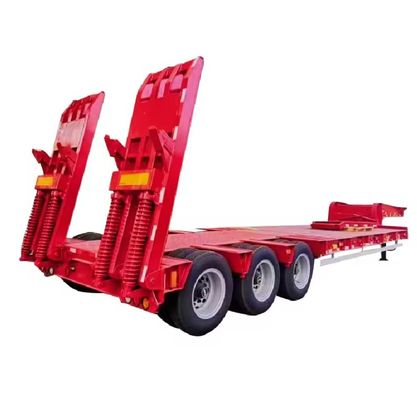 Caminhão de aço Container de cama baixa Chassi Loader Semi-remolque com 3 eixos e 12 rodas