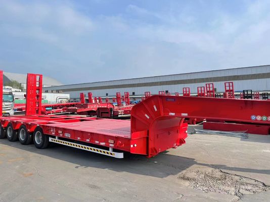 Caminhão de aço Container de cama baixa Chassi Loader Semi-remolque com 3 eixos e 12 rodas