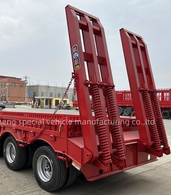 Wosheng 4 eixo de cama baixa semi-reboque de cama baixa reboques de caminhão menino baixo com suspensão de ar