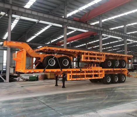 200 toneladas de carga útil máxima Wosheng Double Link Flatbed Semi-Trailer para transporte de contentores