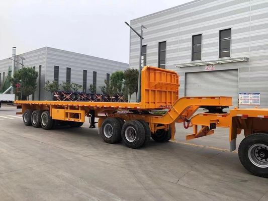 200 toneladas de carga útil máxima Wosheng Double Link Flatbed Semi-Trailer para transporte de contentores