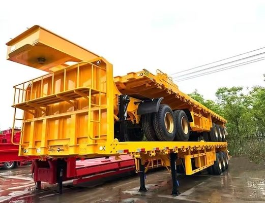 200 toneladas de carga útil máxima Wosheng Double Link Flatbed Semi-Trailer para transporte de contentores
