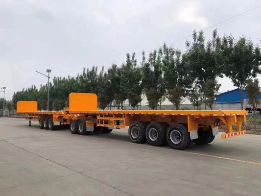 200 toneladas de carga útil máxima Wosheng Double Link Flatbed Semi-Trailer para transporte de contentores