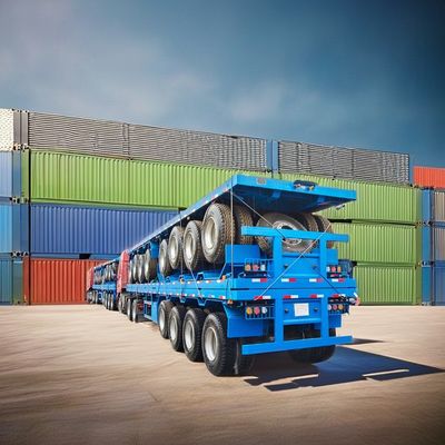 Solução de transporte Semi-reboque de eixo plano de 3-4 eixos direto com 50000 kg de carga útil máxima