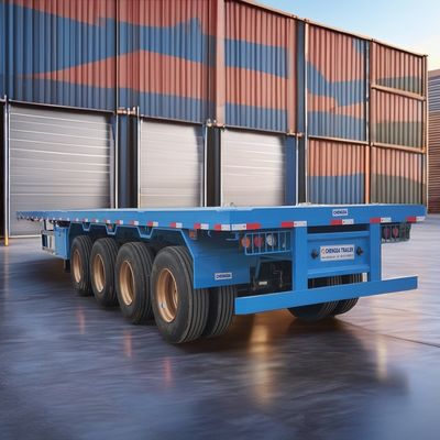 Solução de transporte Semi-reboque de eixo plano de 3-4 eixos direto com 50000 kg de carga útil máxima