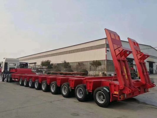 Lowboy Flatbed Trailer Wosheng 60-100 toneladas 12500/13000/14000/16000x2500/3000x1100/3300mm