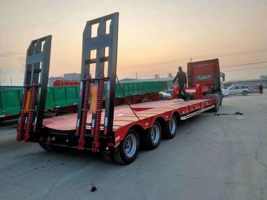 Lowboy Flatbed Trailer Wosheng 60-100 toneladas 12500/13000/14000/16000x2500/3000x1100/3300mm