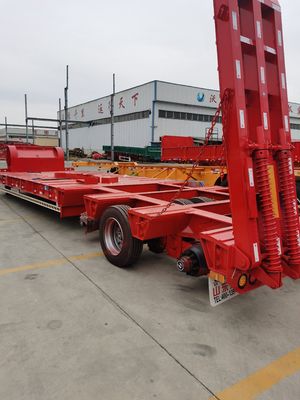 Lowboy Flatbed Trailer Wosheng 60-100 toneladas 12500/13000/14000/16000x2500/3000x1100/3300mm