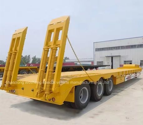 Semi-remolque de baixo leito para transporte de equipamentos grandes com tamanho e cor dos eixos personalizáveis