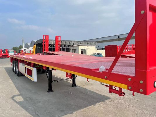 Transporte de equipamento pesado 3/4/5 eixos Semi-reboque de banco plano com 12 unidades de travagem