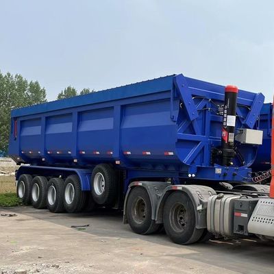Rear Dump Style Hydraulic U-type End Tipper Semi-truck Trailer Eixo dianteiro Elevador 4 Eixo
