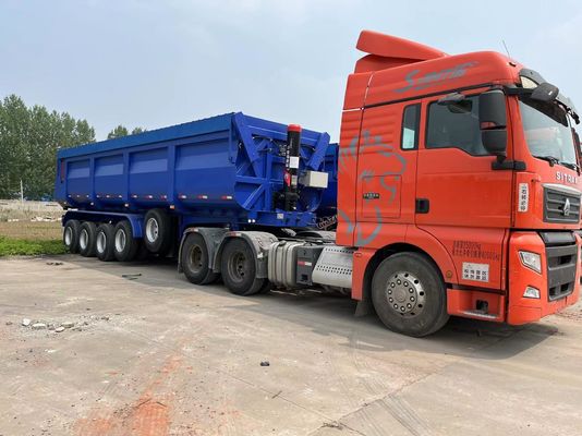 Rear Dump Style Hydraulic U-type End Tipper Semi-truck Trailer Eixo dianteiro Elevador 4 Eixo