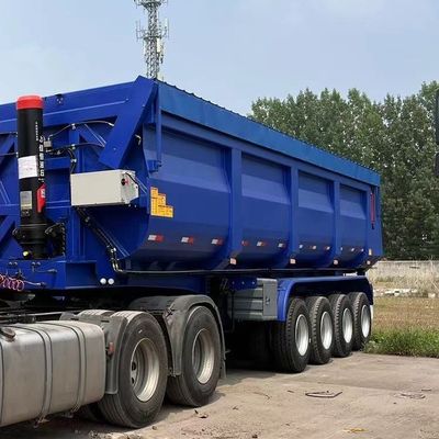 Rear Dump Style Hydraulic U-type End Tipper Semi-truck Trailer Eixo dianteiro Elevador 4 Eixo