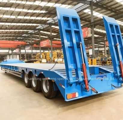 Reboque de caminhão de 3 eixos Semi-reboque hidráulico de leito baixo para transporte de equipamentos pesados
