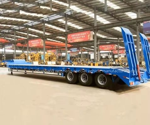 Reboque de caminhão de 3 eixos Semi-reboque hidráulico de leito baixo para transporte de equipamentos pesados