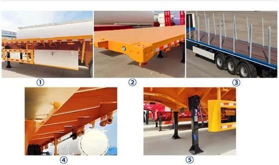 90 mm*13 mm*10 camadas Leaf Spring Flatbed Semi-Trailer com 28t Heavy Duty Landing Gear