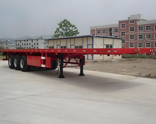 Suspensão Mecânica Vermelha 3 Eixo 4 Eixo 20FT 40FT 45FT Container Flatbed Semi-Trailer