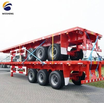 Trem de caminhão 40ft Container de chão plano Semi-trailer com Q345B feixe principal personalizado