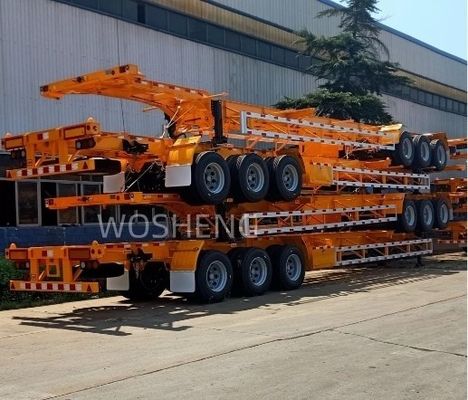 Suspensão mecânica Wosheng 3 eixo 20FT 40FT Container Chassis Skeleton Semi-trailer