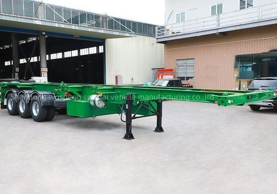 Pedido do cliente Wosheng 3 Axel Verde 20FT 40FT Container Chassis Skeleton Semi-Trailer