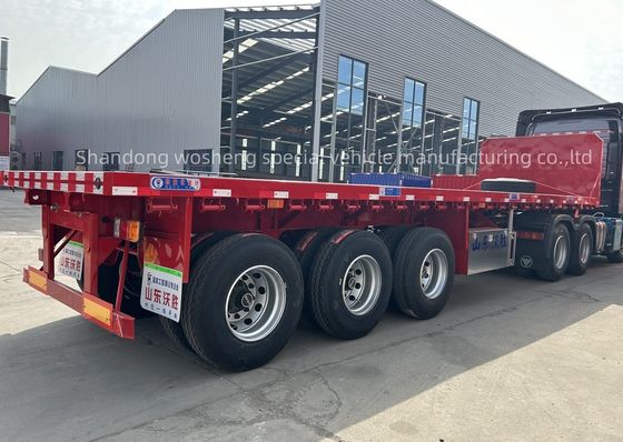 Cor profissional personalizada 20-80tons 3 eixos 40FT contêiner Semi-trailer de cama plana