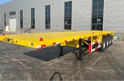 3 eixos 4 eixos 40-120T Cargo Semi-remolque de cama plana para 20ft 40ft 45ft 53ft Container