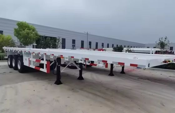 90T Max Payload Steel 20FT 40FT Container Flatbed Semi-Trailer com 12r22.5 Pneus