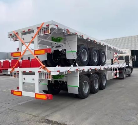 90T Max Payload Steel 20FT 40FT Container Flatbed Semi-Trailer com 12r22.5 Pneus