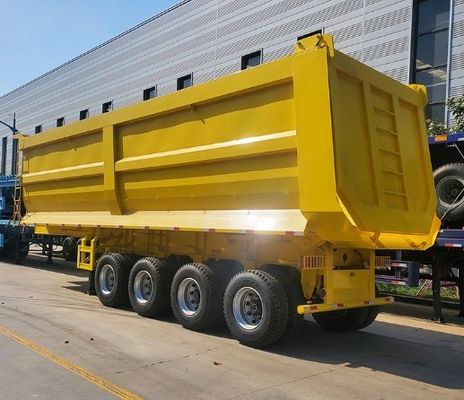 Q345B / T700 Semi-reboque de descarga traseiro de quatro eixos de aço para transporte de minério
